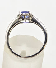 Load image into Gallery viewer, 2293 :18ct White Gold Violet Blue Tanzanite 16 Sparkling Diamonds Ring
