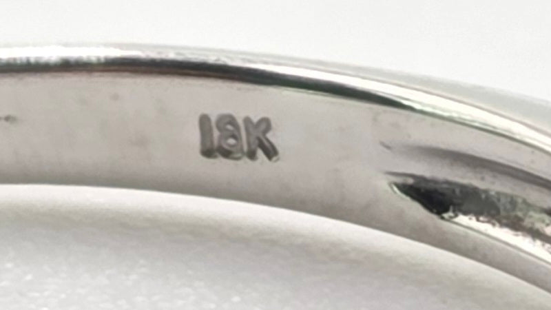 6374 Vintage: 18ct White Gold Ruby & Diamond Half Eternity Ring