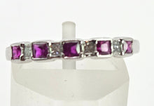 Load image into Gallery viewer, 2410: Vintage 18ct Whit Gold Rubies Diamonds Stacker/ Half- Eternity Ring
