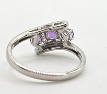 Load image into Gallery viewer, 2414: Vintage: 9ct White Gold Lilac Amethysts Bypass Ring
