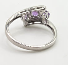 Load image into Gallery viewer, 2414: Vintage: 9ct White Gold Lilac Amethysts Bypass Ring
