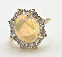 Load image into Gallery viewer, 1964: Vintage: 14ct Gold Welo Opal (3.93ct) Diamonds (1.28ct) Ring
