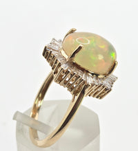 Load image into Gallery viewer, 1964: Vintage: 14ct Gold Welo Opal (3.93ct) Diamonds (1.28ct) Ring
