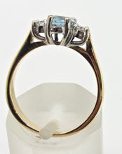 Load image into Gallery viewer, 2012: Vintage: 18ct Gold Blue Aquamarine Diamonds 3-Stone Straight Ring

