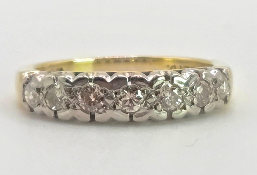 2034: Vintage: 18ct Gold 7 Diamonds Half Hoop Ring-From 1977