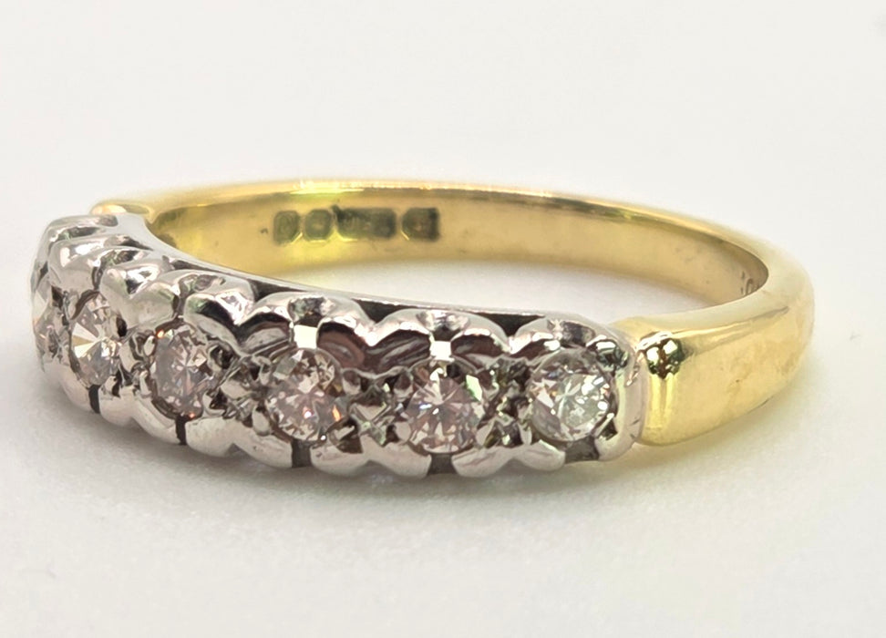 2034: Vintage: 18ct Gold 7 Diamonds Half Hoop Ring-From 1977