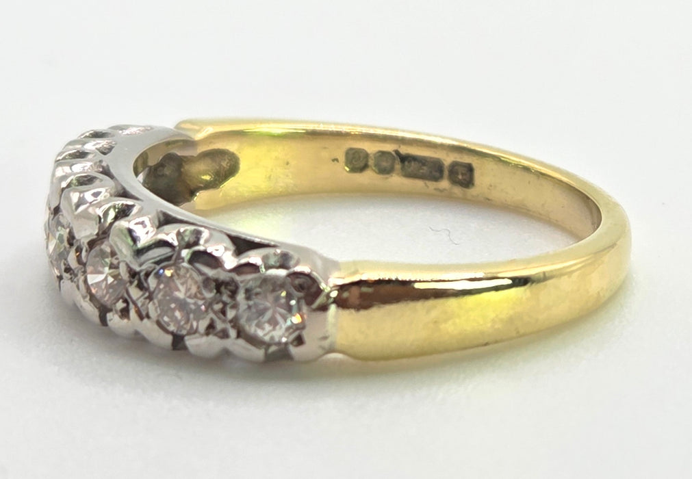 2034: Vintage: 18ct Gold 7 Diamonds Half Hoop Ring-From 1977