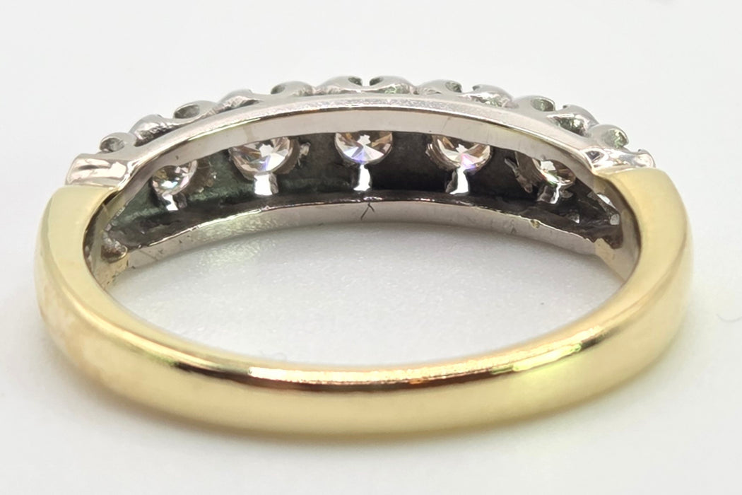 2034: Vintage: 18ct Gold 7 Diamonds Half Hoop Ring-From 1977
