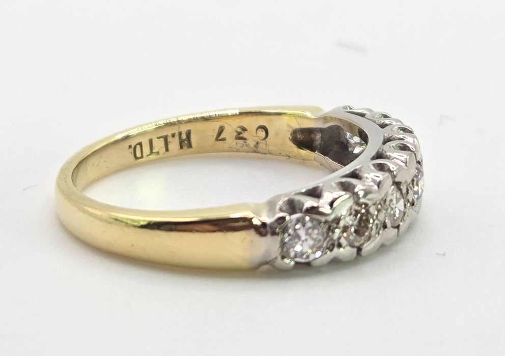 2034: Vintage: 18ct Gold 7 Diamonds Half Hoop Ring-From 1977