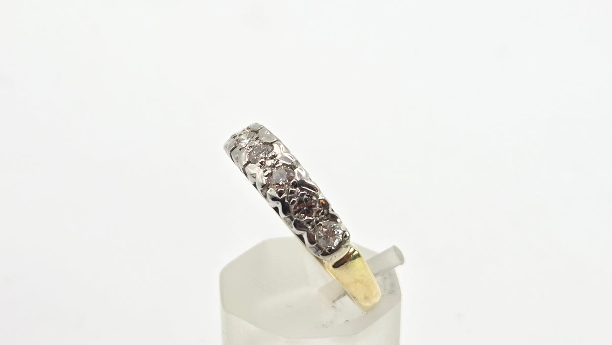 2034: Vintage: 18ct Gold 7 Diamonds Half Hoop Ring-From 1977