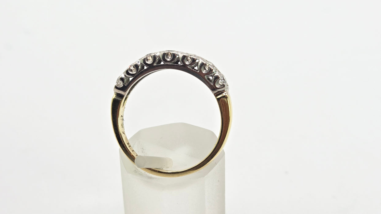 2034: Vintage: 18ct Gold 7 Diamonds Half Hoop Ring-From 1977