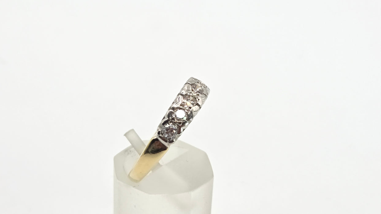 2034: Vintage: 18ct Gold 7 Diamonds Half Hoop Ring-From 1977