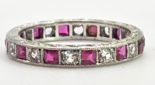 Load image into Gallery viewer, 2569: Vintage &amp; Rare 9ct White Gold Rubies Spinels Full Eternity Ring- From 1963
