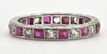 Load image into Gallery viewer, 2569: Vintage &amp; Rare 9ct White Gold Rubies Spinels Full Eternity Ring- From 1963
