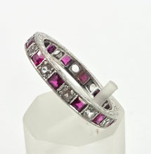 Load image into Gallery viewer, 2569: Vintage &amp; Rare 9ct White Gold Rubies Spinels Full Eternity Ring- From 1963
