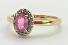 Load image into Gallery viewer, 2587: Vintage: 9ct Gold Padparadscha &amp; White Sapphires Dress Ring
