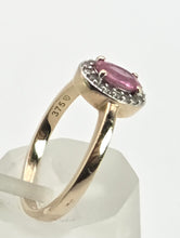 Load image into Gallery viewer, 2587: Vintage: 9ct Gold Padparadscha &amp; White Sapphires Dress Ring
