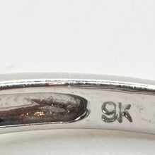 Load image into Gallery viewer, 2598: Vintage 9ct white Gold 5 emerald Cut Blue Aquamarines Ring
