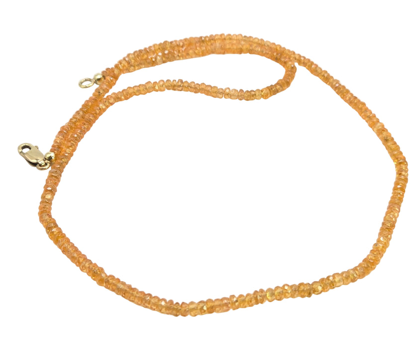 2610: Vintage: 9ct Gold Orange Garnets (Spessartites) Beaded Necklace