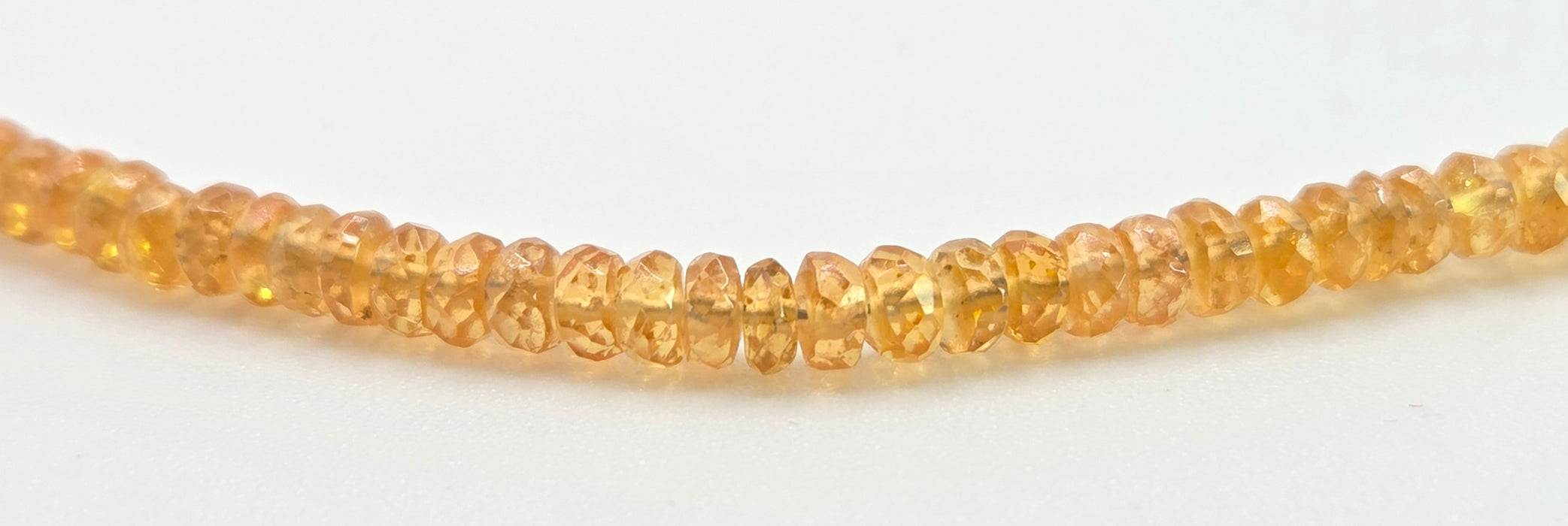 2610: Vintage: 9ct Gold Orange Garnets (Spessartites) Beaded Necklace