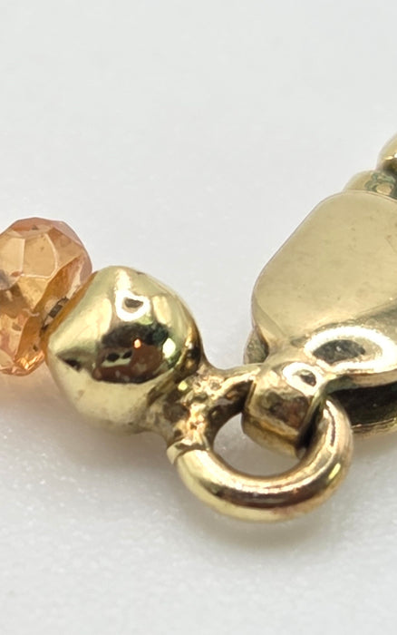 2610: Vintage: 9ct Gold Orange Garnets (Spessartites) Beaded Necklace