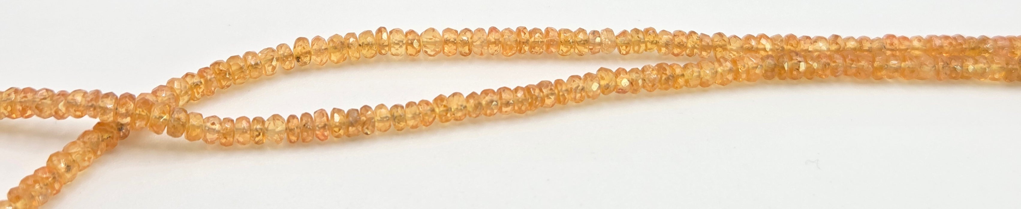 2610: Vintage: 9ct Gold Orange Garnets (Spessartites) Beaded Necklace