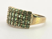 Load image into Gallery viewer, 2611: Vintage; 9ct Gold 32 Green Garnets Statement Ring- Fabulous

