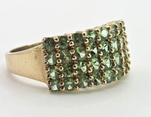 Load image into Gallery viewer, 2611: Vintage; 9ct Gold 32 Green Garnets Statement Ring- Fabulous

