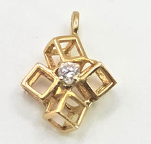 Load image into Gallery viewer, 0610: Vintage 14ct Gold Round Full Cut Diamond "Cubist" Pendant
