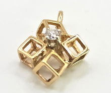 Load image into Gallery viewer, 0610: Vintage 14ct Gold Round Full Cut Diamond "Cubist" Pendant
