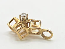 Load image into Gallery viewer, 0610: Vintage 14ct Gold Round Full Cut Diamond "Cubist" Pendant
