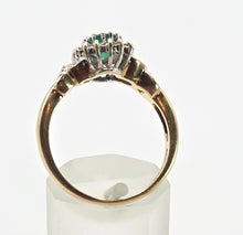 Load image into Gallery viewer, 0617: Vintage: 9ct Gold Art Deco Style Emerald 18 Diamonds Cluster Ring
