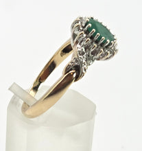 Load image into Gallery viewer, 0617: Vintage: 9ct Gold Art Deco Style Emerald 18 Diamonds Cluster Ring
