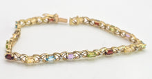 Load image into Gallery viewer, 0622: Vintage: 9ct Gold Mult-Gem Openwork Link Bracelet
