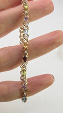 Load image into Gallery viewer, 0622: Vintage: 9ct Gold Mult-Gem Openwork Link Bracelet
