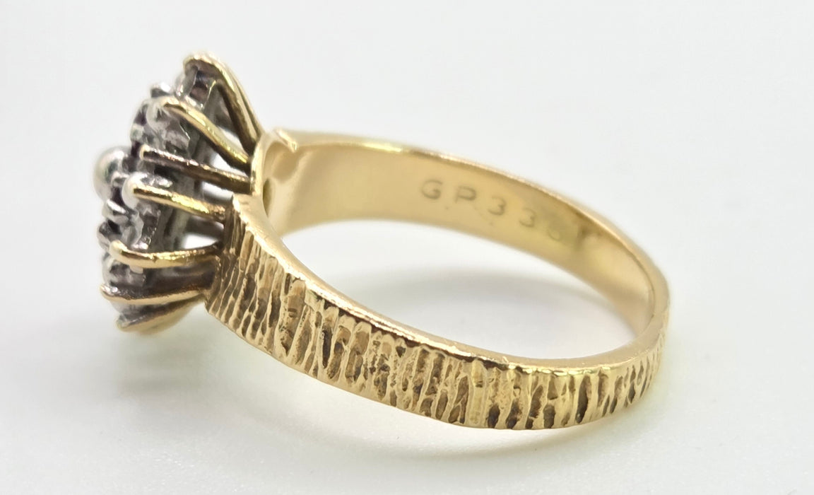 Vintage: 18ct Gold Ruby & Diamond Cluster Ring — From 1977