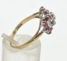 Load image into Gallery viewer, 2591: Vintage 9ct Gold 17 Rubies Natural Diamonds Flower Head Ring
