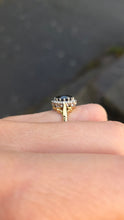 Load image into Gallery viewer, 2027 Vintage: 18ct Gold Australian Blue Sapphire Diamonds Diana Style Cluster Ring- From 1966
