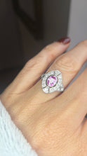 Load image into Gallery viewer, 2479: Rare Platinum Pink Sapphire 20 Diamonds Art Deco Style Cluster Ring
