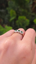 Load image into Gallery viewer, 6296 Vintage: 9ct Gold Green Diopsides 38 Natural Diamonds Ring-
