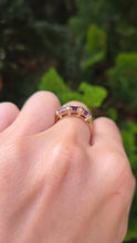 Load image into Gallery viewer, 6328 Vintage: 9ct Gold Rich Purple Amethyst Trilogy Diamonds Dress Ring
