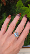 Load image into Gallery viewer, 6283 Vintage; Statement 9ct Gold  7 Swiss Blue Topaz Cocktail Ring
