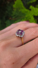Load image into Gallery viewer, 6297 Vintage: 18ct Gold Rubies Diamonds Geometric Set Cocktail Ring- From 1977
