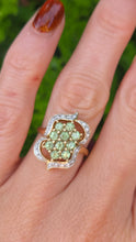 Load image into Gallery viewer, 6293 Vintage; 14ct Gold demantoid Garnets Diamonds Cocktail Cluster Ring

