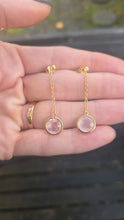 Load image into Gallery viewer, 2259 Vintage: 18ct Gold Faceted Pale Pink Crystal Drop Stud Earrings
