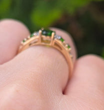 Load image into Gallery viewer, 2600: Vintage 9ct Gold Green Garnets Diamonds Dress Ring
