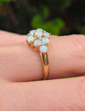 Load image into Gallery viewer, 2539: Vintage Petite 9 Cabochon Cut White Opals Flower Head Ring
