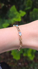 Load image into Gallery viewer, 2383: Vintage: 9ct Gold Swiss Blue Topaz Open Link Bracelet (18cm)
