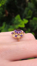 Load image into Gallery viewer, 2437: Vintage: Statement 9ct Gold Openwork Amethysts Openwork Ring- From 1975
