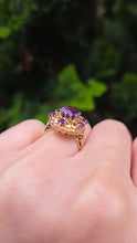 Load image into Gallery viewer, 2437: Vintage: Statement 9ct Gold Openwork Amethysts Openwork Ring- From 1975

